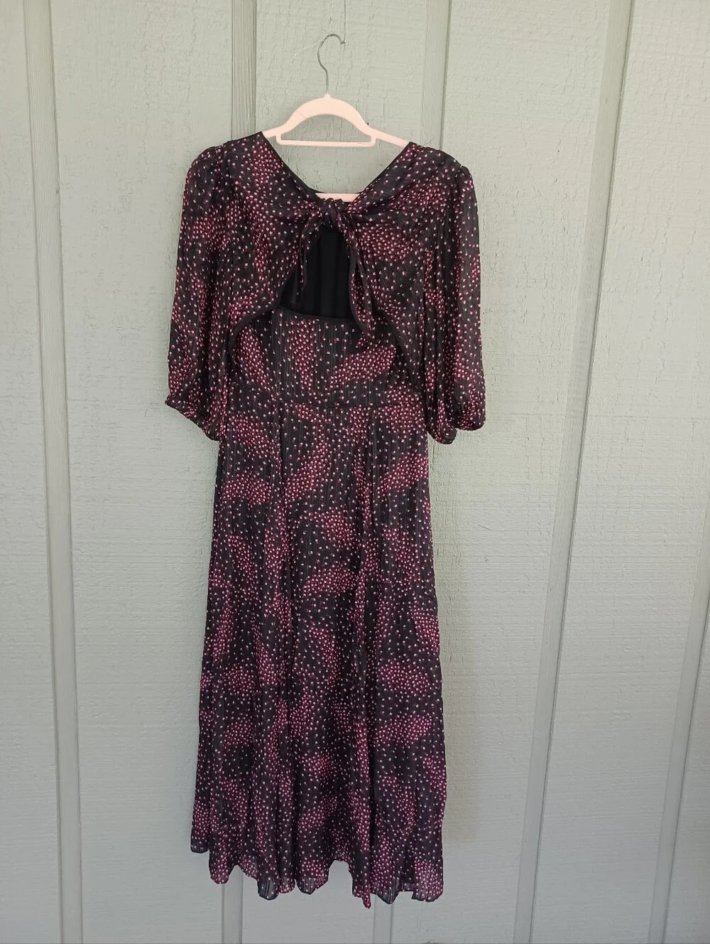 Kate Spade Floral Print Midi Dress Size 4 Viscose Silk Tie Back Feminine Defect